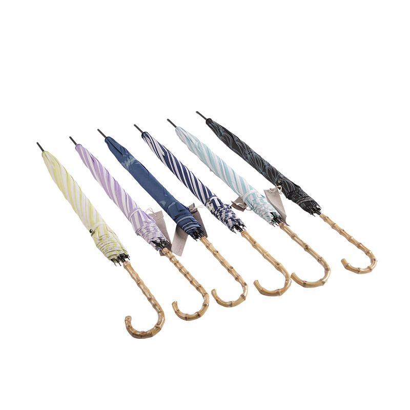 Ungdom Blue Stripes Pongee med UV-belagd rakt paraply-0E6B0129