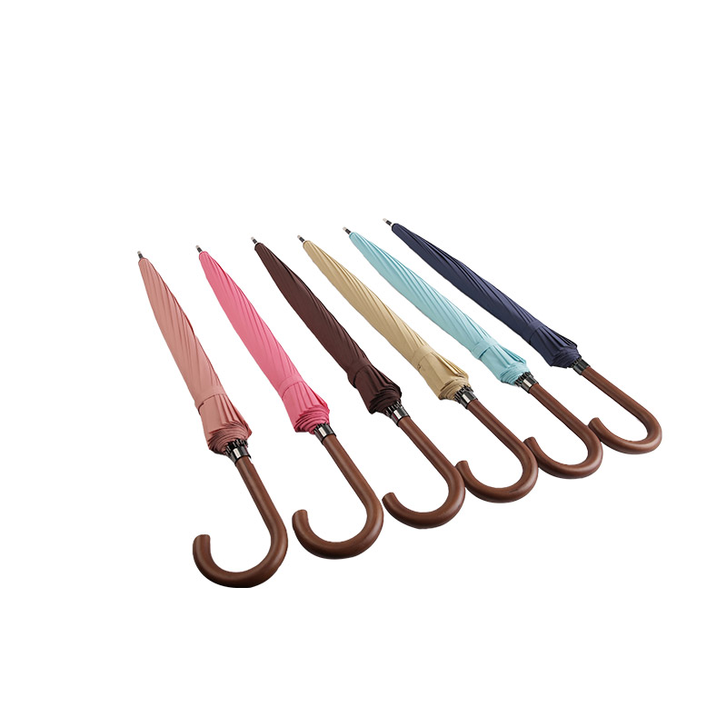 Dome Pure manuellt trähandtag Pongee rakt paraply-0E6B0247