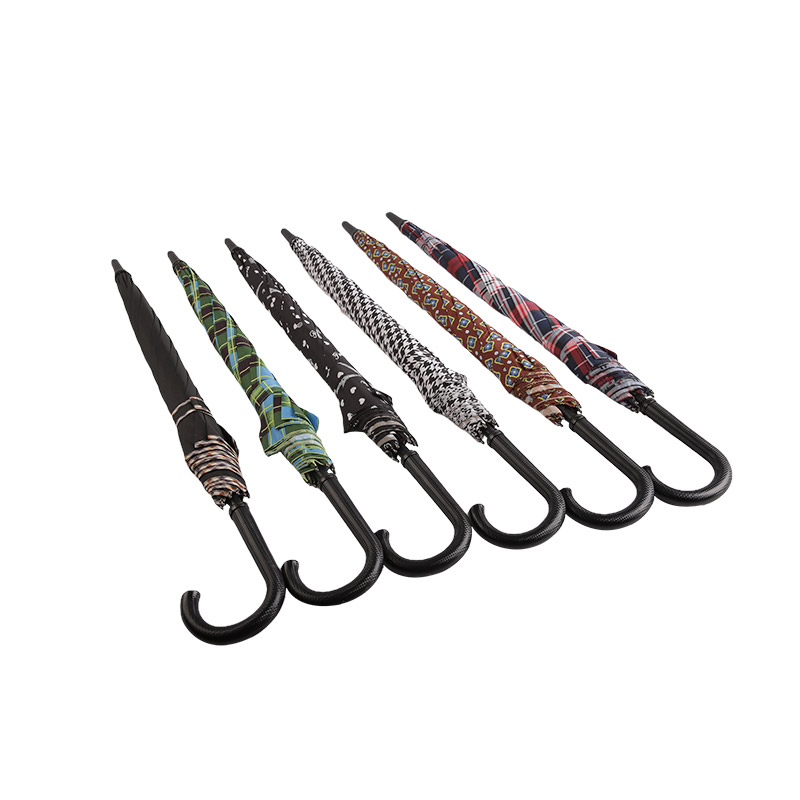 Trefärgade Stripes Intermingled Pongee Rak paraply-0E6B0378