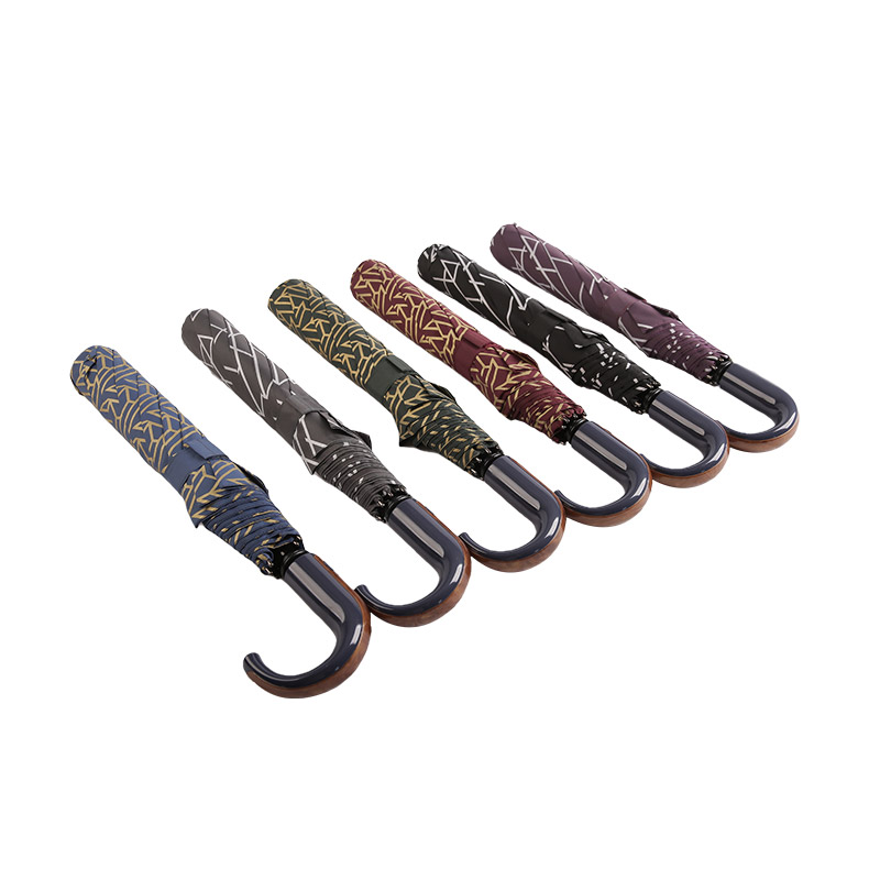 Geometriska mönster Pongee Tvåfaldigt paraply-0E6B0412