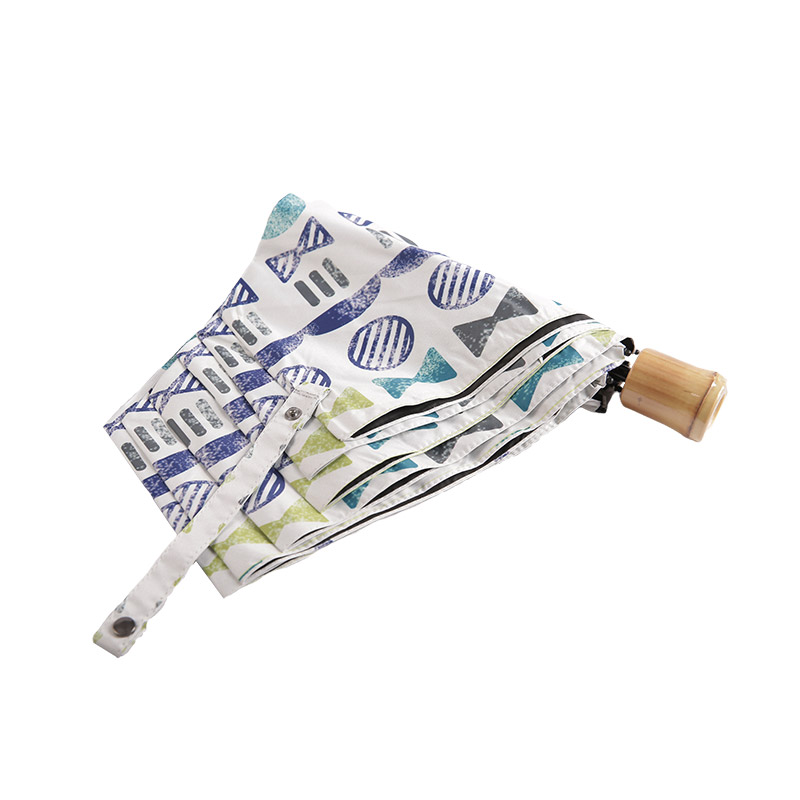 Mini Multiple Patterns Pongee med belagt trefaldigt paraply-0E6B0423