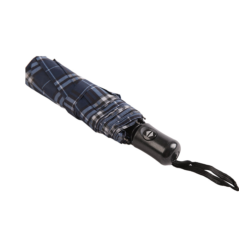 Randigt galler krymppongee Trefaldigt paraply-0E6B0432