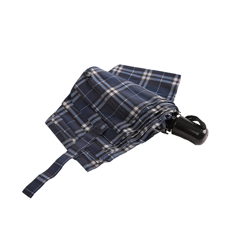 Randigt galler krymppongee Trefaldigt paraply-0E6B0432