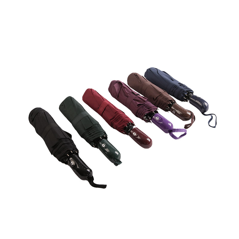 Dark Color Rainproof Pongee Trefaldigt paraply-0E6B0491