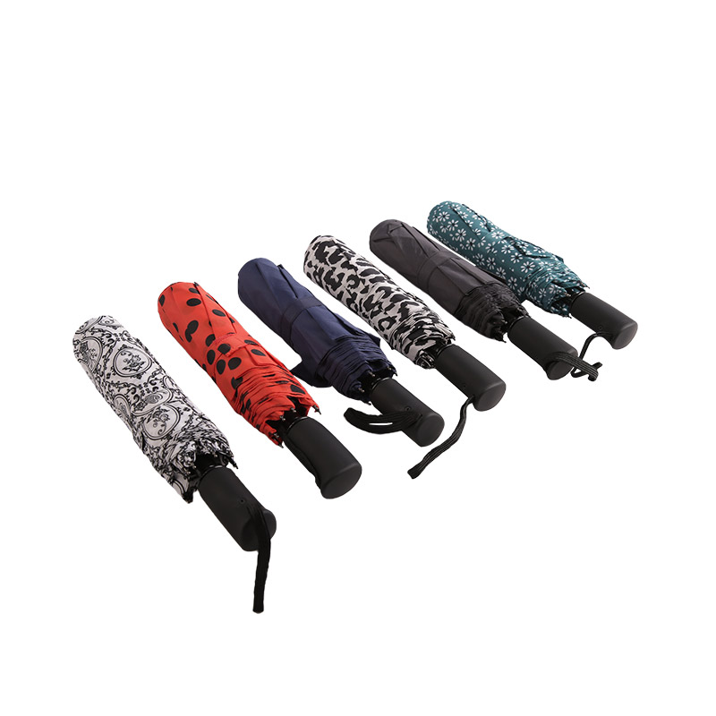 Green Fresh Floral Pongee Trefaldigt paraply-0E6B0512