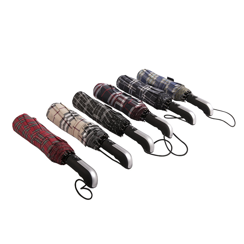 Mörkrandig pläd Pongee Trefaldigt paraply-0E6B0533