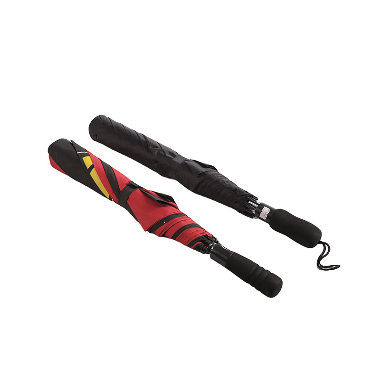 Tvåfärgad Logo Pongee Tvåfaldigt paraply-0E6B0556