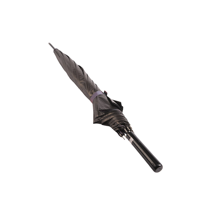 Svart Xibe typ pongee med svart belagd+polyester rakt paraply-0E6B0698